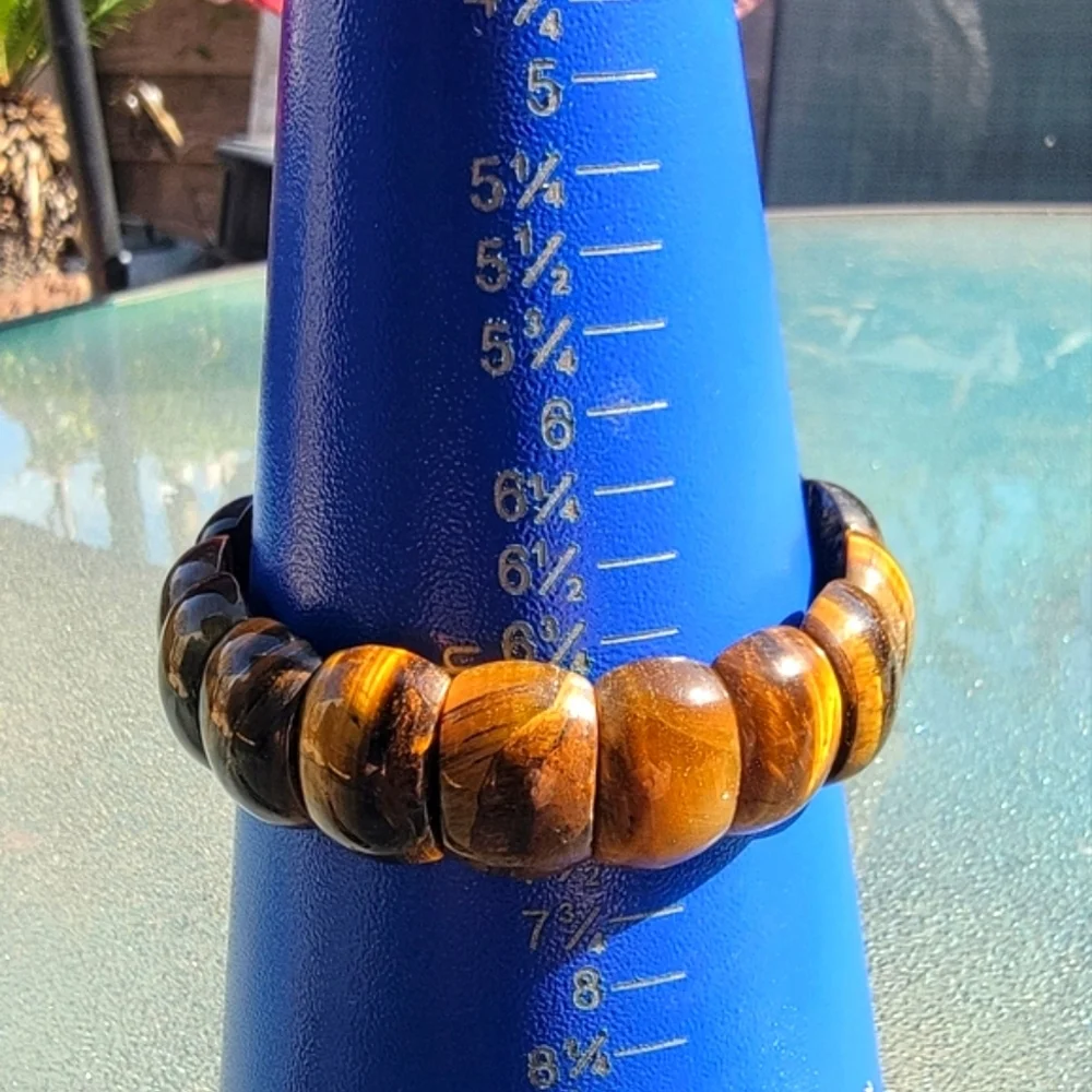 Bohemian 20x14x7mm Tiger's Eye Stretch Bracelet Natural Gemstone Size 7